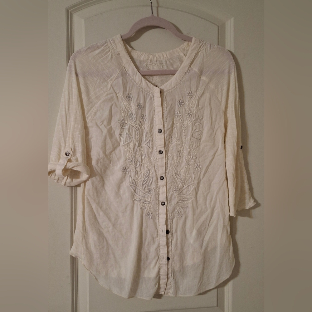 Nine west vintage america women ivory blouse size medium